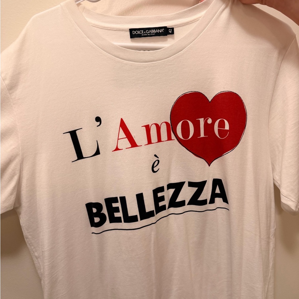 Dolce & Gabbana Cream T-Shirt with Red and Black Accents